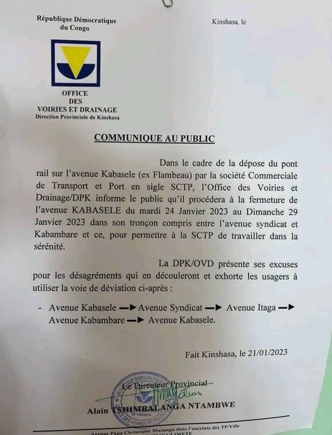 Communiqué OVD 